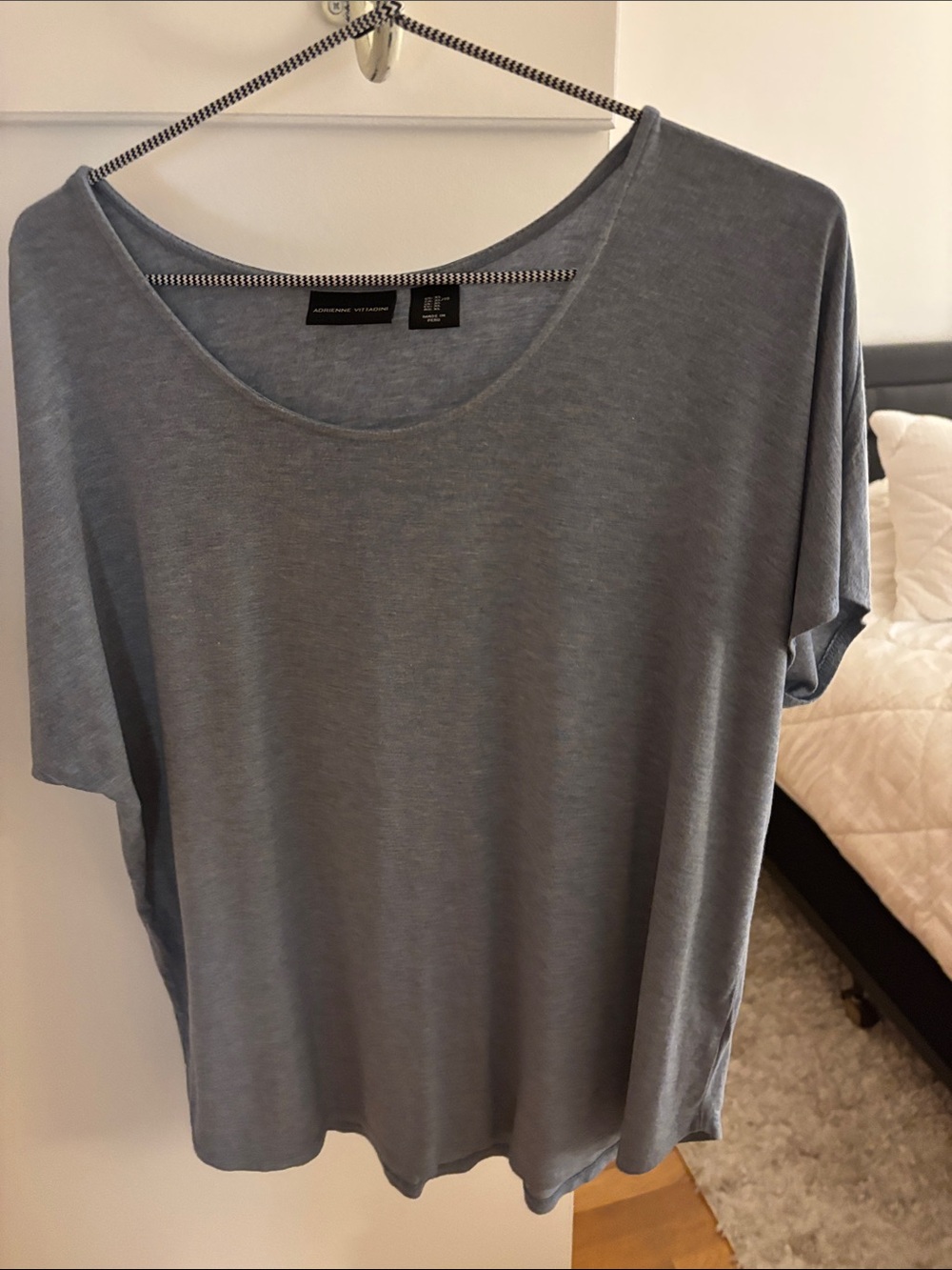 Adrienne Vittadini Scoop Neck Short Sleeve Top - Dusty Blue